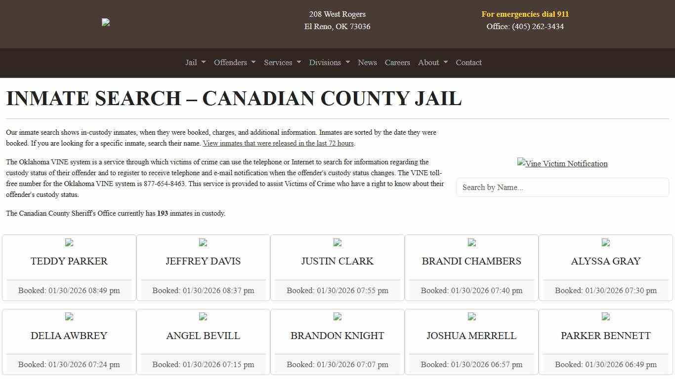 Inmate Search Canadian County Sheriff's Office
